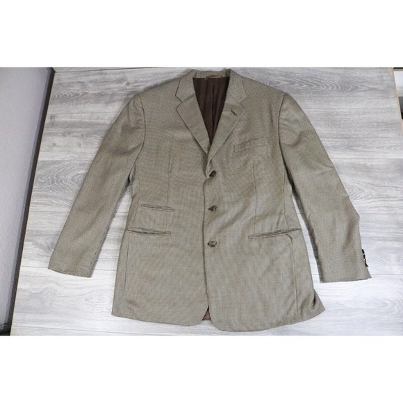 Vtg Ralph Lauren Purple Label Cashmere Houndstooth Men Jacket Blazer 46L - Picture 1 of 14